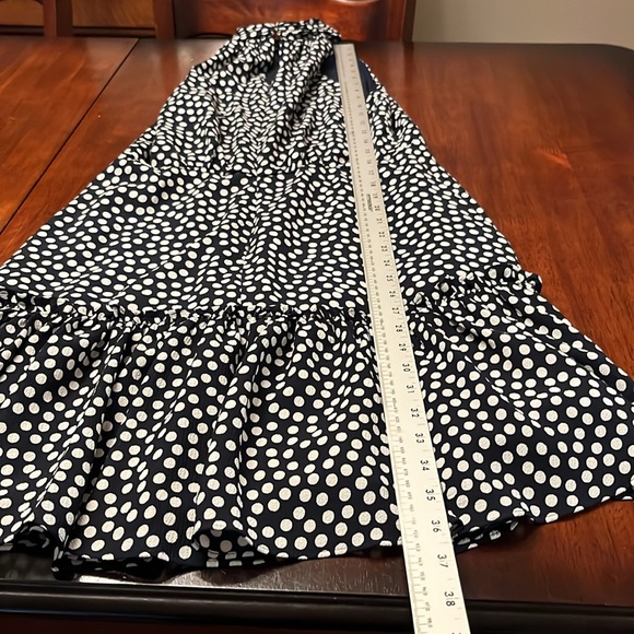 Betsey Johnson Halter Dress with Ruffled Hem Navy with White Polka Dots Size 4 - Picture 8 of 12